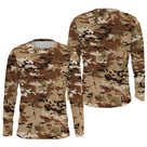 Manches longues anti-UV camouflage désert brun caramel et sable all-over outdoor
