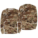 Sweater all-over camouflage désert brun manches longues unisexe outdoor