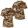 T-shirt all-over camouflage désert brun caramel sable coupe unisexe chasse pêche