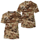 T-shirt all-over camouflage désert brun caramel sable coupe unisexe chasse pêche