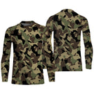 Manches longues anti-UV camouflage forêt vert kaki coupe unisexe approche