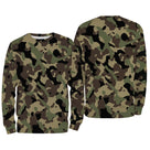 Sweater all-over camouflage forêt vert kaki manches longues unisexe outdoor