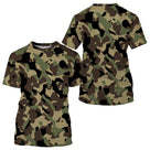 T-shirt all-over camouflage forêt classique vert kaki coupe unisexe chasse pêche