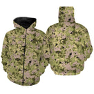 Sweat zippé all-over camouflage pixel digital vert coupe unisexe