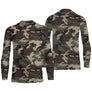 Manches longues anti-UV camouflage Woodland vert kaki coupe unisexe approche