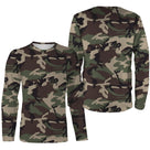 Manches longues camouflage Woodland vert brun coupe unisexe pour sous-bois
