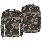 Sweater all-over camouflage Woodland vert brun manches longues unisexe outdoor