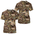 T-shirt all-over camouflage MultiCam multi-terrain brun vert sable coupe unisexe outdoor