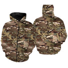 Sweat zippé all-over camouflage MultiCam multi-terrain coupe unisexe