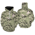 Hoodie camouflage digital pixelisé vert clair sauge pour pêcheurs chasseurs
