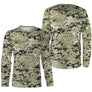Manches longues camouflage digital pixelisé vert clair sauge coupe unisexe outdoor