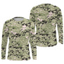 Manches longues anti-UV camouflage digital pixelisé vert clair all-over outdoor
