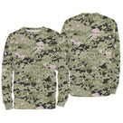 Sweater all-over camouflage digital pixel vert clair manches longues unisexe outdoor