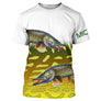 T-shirt manches courtes pêche brochet, design double prises et peau marbrée, accessoire personnalisable pour brocheteur