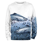 Sweat à capuche pêche saumon double, double illustration salmonidés, vêtement chaud pour pêcheur migrateurs