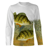 T-shirt manches longues pêche perche double, illustration deux perches et écailles, prénom brodé manche