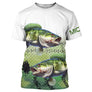 T-shirt manches courtes pêche bar, design double prises et peau argentée, accessoire personnalisable pour pêcheur littoral