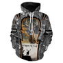 Sweat à capuche chasse cerf camo gris, grand cerf central et faon, vêtement chaud pour chasseur en forêt