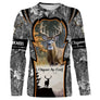 T-shirt chasse cerf gris vue de face design feutré sobre, coupe unisexe personnalisable chasseur au brame