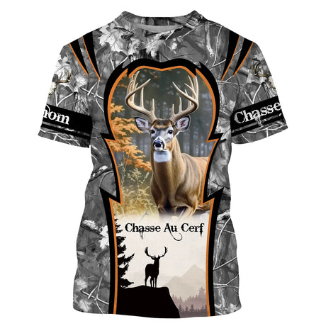 T-shirt Chasse Passion, Chasse Au Cerf, Cadeau Perrsonnalisé Chasseur - CT06092224 T-shirt All Over Col Rond Unisexe