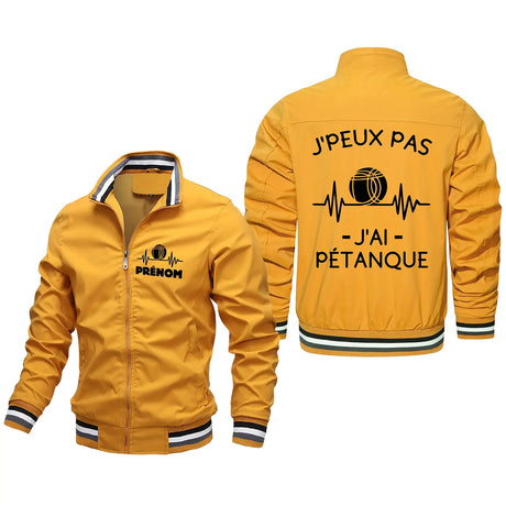 Veste De Pétanque Avec Prénom Et Logo Personnalisés, J'peux Pas J'ai Pétanque, Cadeau Humour Boulistes - CT06092340 Jaune