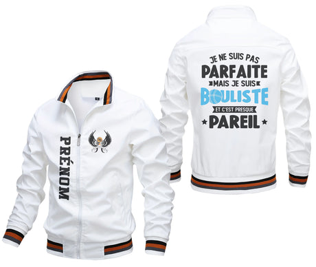 Veste De Pétanque Avec Prénom Et Logo Personnalisés, Je Ne Suis Pas Parfait Mais Je Suis Bouliste - CT06092344 Blanc