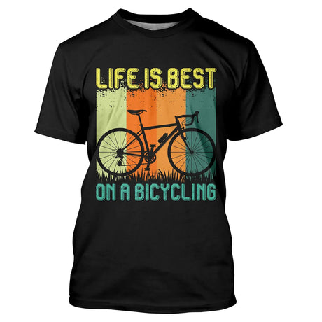 T-shirt Cyclisme La Vie Est Meilleure À Vélo - CT01022430 T-shirt Col Rond Homme Noir