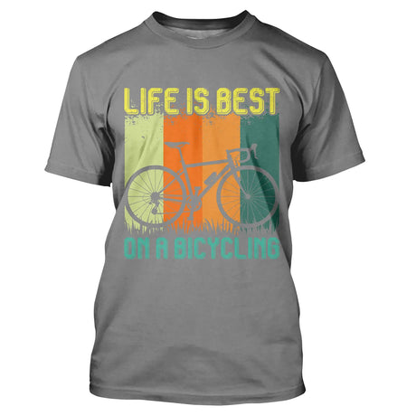 T-shirt Cyclisme La Vie Est Meilleure À Vélo - CT01022430 T-shirt Col Rond Homme Gris