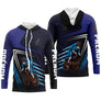 Maillot cyclisme bleu et noir all-over homme avec cycliste BMX urbain et montagne, prénom personnalisé