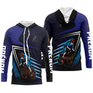 Maillot cyclisme bleu et noir all-over homme avec cycliste BMX urbain et montagne, prénom personnalisé