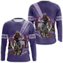 Maillot VTT violet all-over homme avec cycliste VTT en montagne et fleurs colorées, prénom et texte personnalisés