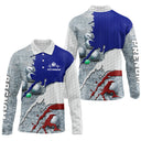 Polo manches longues homme tricolore bleu blanc rouge drapeau France boules dos prénom personnalisé