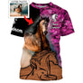 Sweat capuche Cheval d'Amour femme all-over fond floral rose motif photo cheval personnalisée prénom cavalière