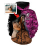 Sweat Cheval d'Amour femme all-over fond floral rose motif photo cheval personnalisée fleurs délicates cavalière prénom