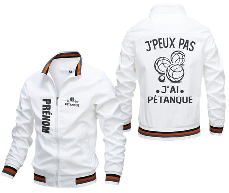 Veste De Pétanque Avec Prénom Et Logo Personnalisés, J'peux Pas J'ai Pétanque, Cadeau Idéal Bouliste - CT07092359 Blanc