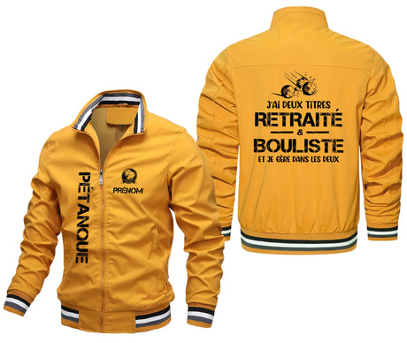 Veste De Pétanque Personnalisée, J'ai Deux Titres, Retraté & Bouliste, Et Je Gère Dans Les Deux - CT07092364 Jaune