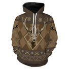 Sweat zippé Noël chasse cerf motifs cerfs et flocons jacquard, tenue festive de réveillon