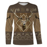 Sweater Noël chasse cerf tricoté motifs jacquard hivernaux, coupe unisexe pour chasseur grande faune