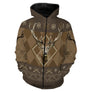 T-shirt Noël chasse cerf design all-over jacquard tricoté, motif cerf et ornements hivernaux