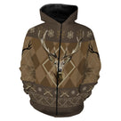 T-shirt Noël chasse cerf design all-over jacquard tricoté, motif cerf et ornements hivernaux