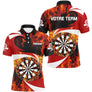 Polo fléchettes rouge et noir homme avec cibles flamboyantes Blaze design incandescent, prénom et équipe personnalisés