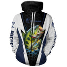 Sweat zippé all-over pêche bar bleu marine et blanc bar attaque coupe unisexe