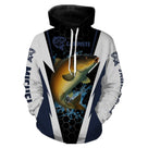Hoodie pêche carpe bleu marine et blanc avec impression carpe combat Carpiste