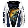 Sweater all-over pêche carpe bleu marine manches longues unisexe cyprinidés Carpiste