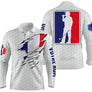 Polo golf manches longues unisexe drapeau France personnalisable, tenue patriotique avec prénom