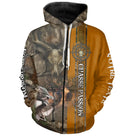 Sweat zippé chasse cerf camouflage orange Chasse Passion, tenue cynégétique avec prénom et texte