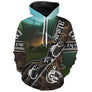 T-shirt all-over manches longues carpiste camouflage vert, formule humoristique pour pêcheur de carpe