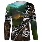 T-shirt carpiste design all-over camouflage naturaliste, coupe unisexe halieutique
