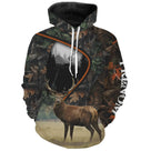 Sweat à capuche chasse cerf clairière automne, design réaliste cerf en forêt, vêtement chaud pour chasseur