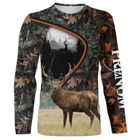 Camouflage Automne Hiver Chasse Au Cerf, Chasse Passion, T-shirt Personnalisé Chasseur - CT07092240 T-shirt All Over Manches Longues Unisexe